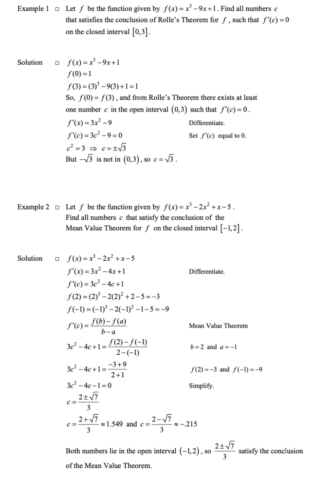 Rolle's Theorem and The Mean Value Theorem